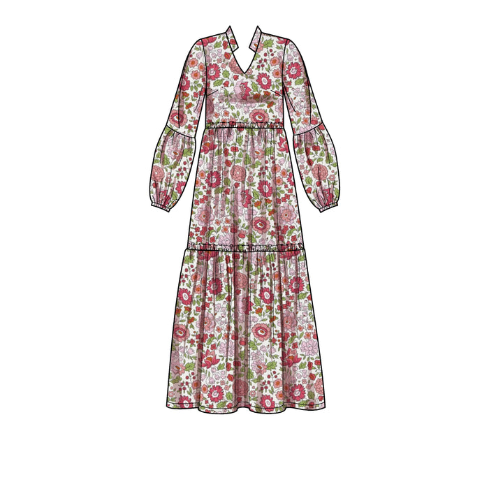 S9265 Misses' & Women's Tiered Dresses. Size: XXS-XXL (30-52)