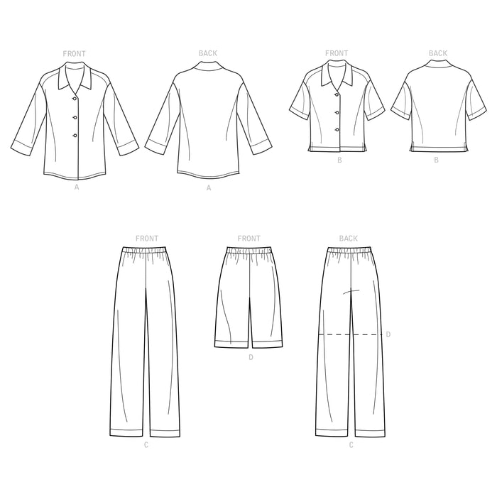 S9270 Misses' Tops & Pants In Two Lengths. Size: 32-50