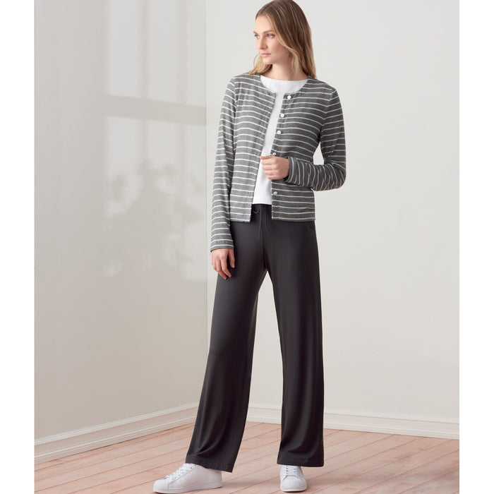 S9272 Misses' Knit Cardigan Top & Pants. Size: XS-XL (32-50)