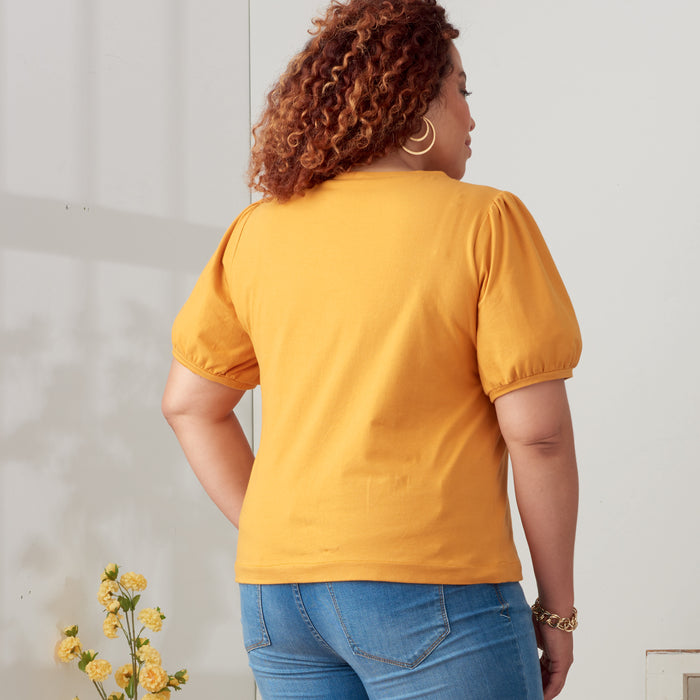 S9273 Misses' Knit Tops With Scoop Neck & Sleeve Variations. XXS-XXL (30-52)