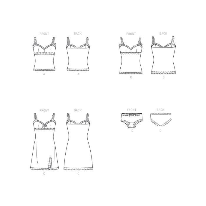 S9285 Misses' Camisoles, Slip & Panties. Size: 32-48