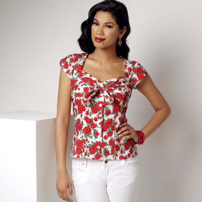 S9287 Misses' Sweetheart-Neckline Blouses. Size: 30-46