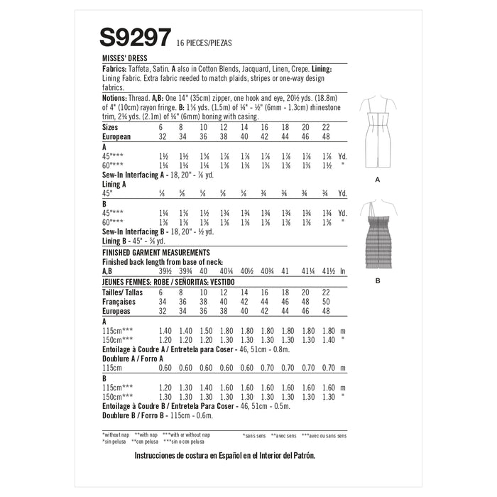 S9297 Misses' Dress. Size: 32-48
