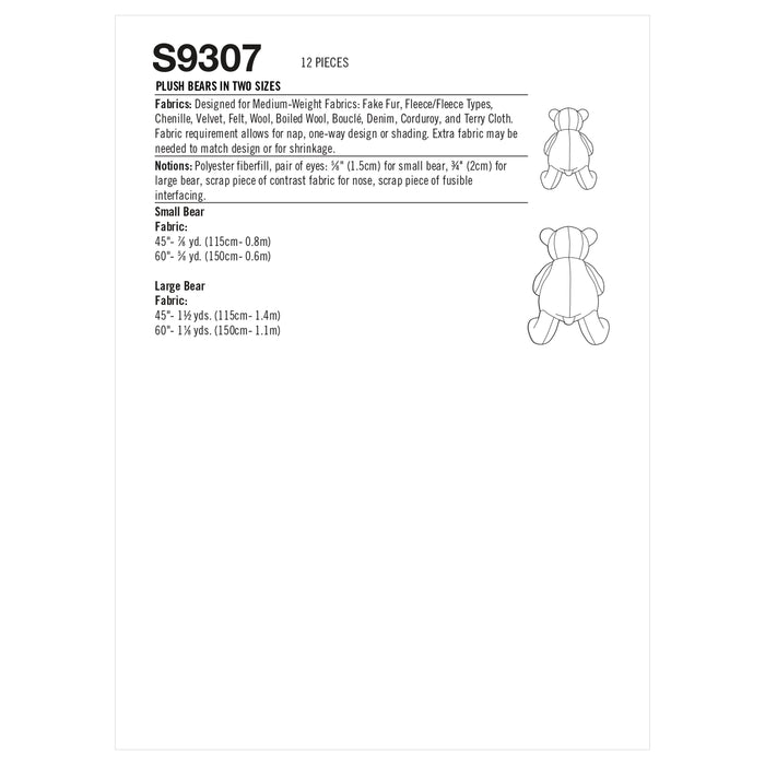 S9307 Plush Bears in Two Sizes