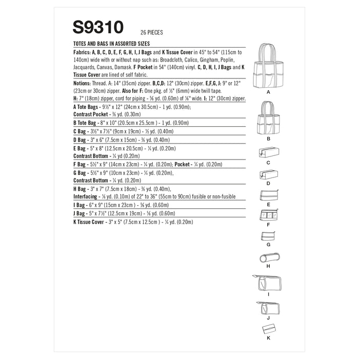 S9310 Totes & Bags In Assorted Sizes