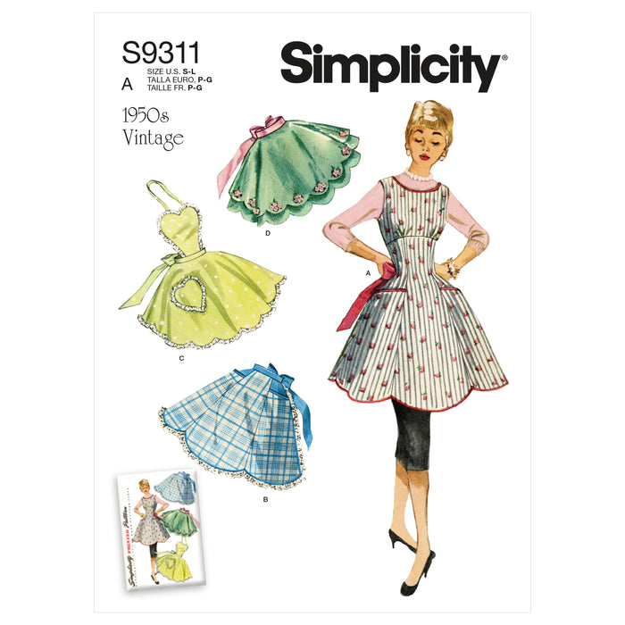 S9311 Misses' Vintage Aprons. Size: S-L (36-46)