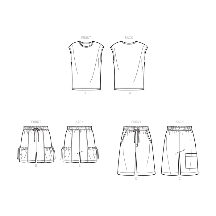 S9314 Men's Knit Top and Shorts. Size: XS-XL (30-48)