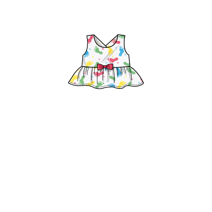 S9319 Toddlers' Criss-Cross Top, Dresses, Rompers and Panties. Size: 6 m-4 y