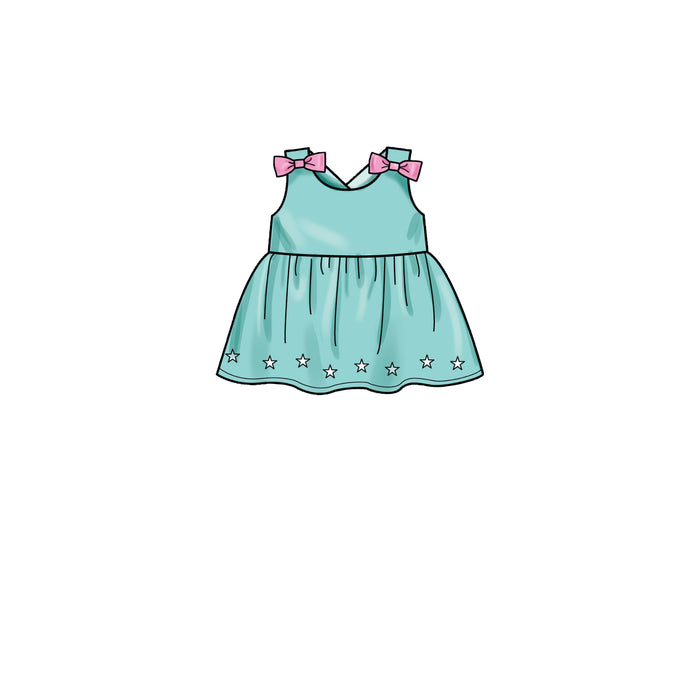 S9319 Toddlers' Criss-Cross Top, Dresses, Rompers and Panties. Size: 6 m-4 y