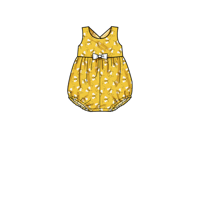 S9319 Toddlers' Criss-Cross Top, Dresses, Rompers and Panties. Size: 6 m-4 y