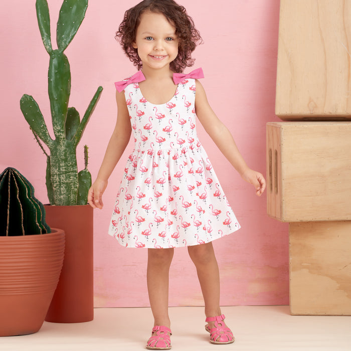 S9319 Toddlers' Criss-Cross Top, Dresses, Rompers and Panties. Size: 6 m-4 y