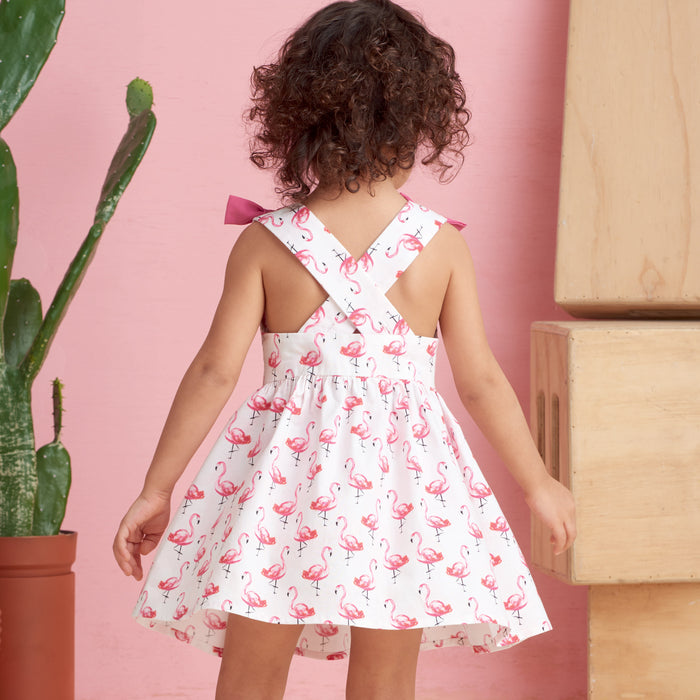 S9319 Toddlers' Criss-Cross Top, Dresses, Rompers and Panties. Size: 6 m-4 y