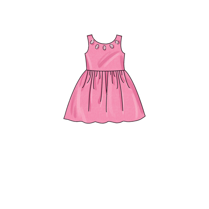 S9320 Children's Gathered Skirt Dresses. Size: 2-8 y