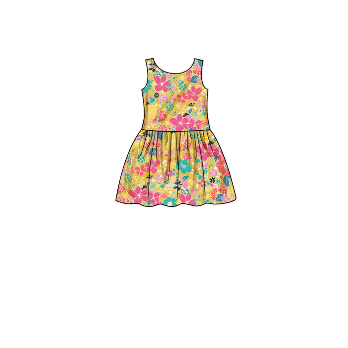 S9320 Children's Gathered Skirt Dresses. Size: 2-8 y