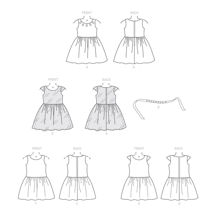 S9320 Children's Gathered Skirt Dresses. Size: 2-8 y