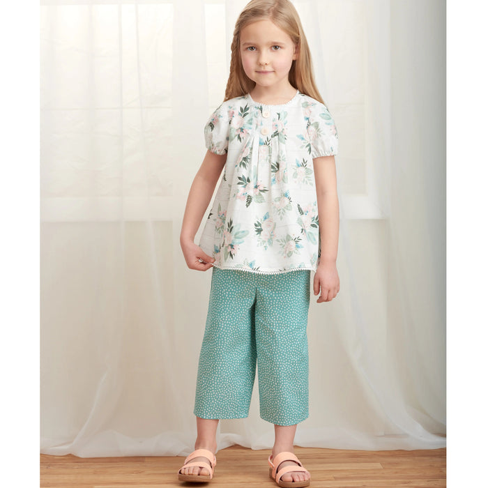 S9321 Children's Tucked Tops, Dresses, Shorts and Pants. Size: 3-8 y