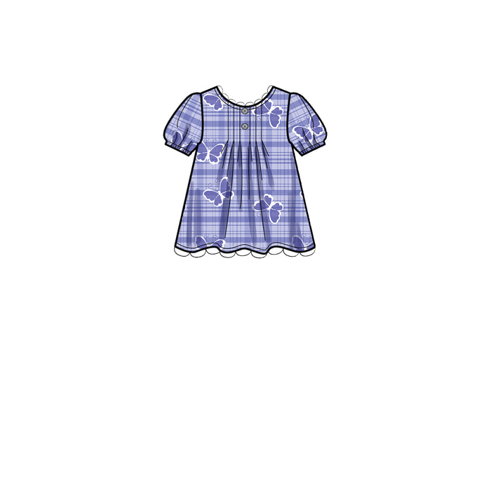 S9321 Children's Tucked Tops, Dresses, Shorts and Pants. Size: 3-8 y