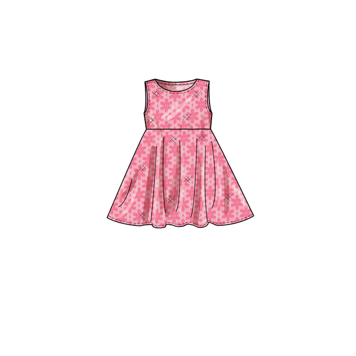 S9322 Children's and Girls' Pullover Dresses. Size: 3-14 y