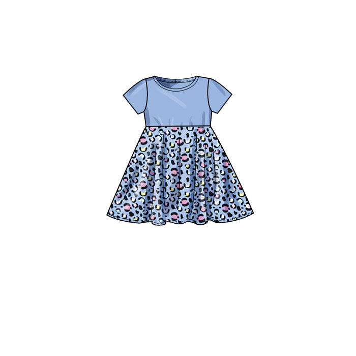 S9322 Children's and Girls' Pullover Dresses. Size: 3-14 y
