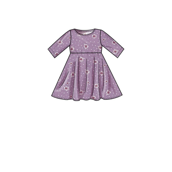 S9322 Children's and Girls' Pullover Dresses. Size: 3-14 y