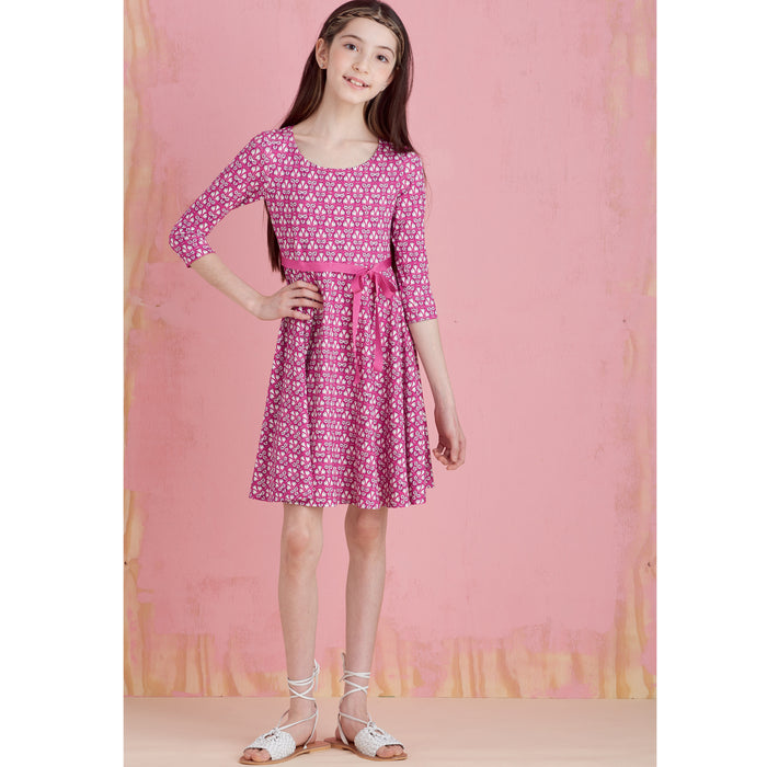 S9322 Children's and Girls' Pullover Dresses. Size: 3-14 y