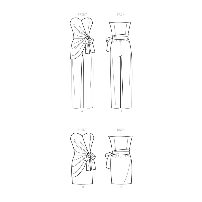 S9330 Misses' Strapless Jumpsuit and Mini Dress. Size: 32-50