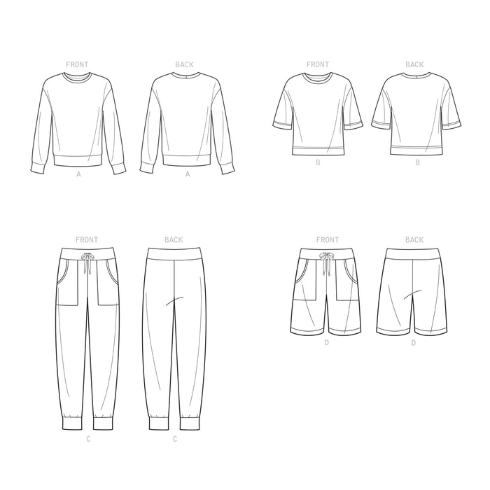 S9337 Unisex Knits Only Tops, Pants and Shorts. Size: XS-XL (30-48)