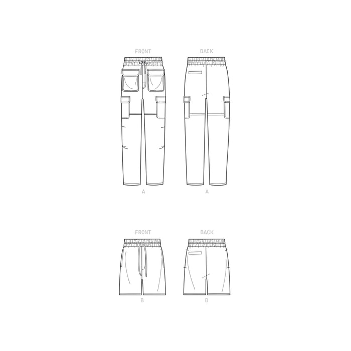 S9338 Men's Pull-On Pants or Shorts. Size: XS-XL (30-48)