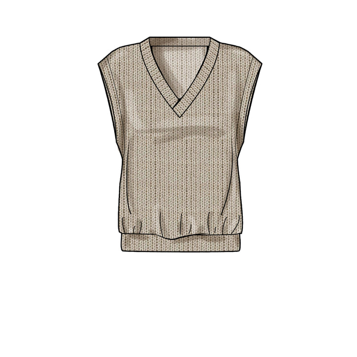 S9374 Misses' Knit Vests. Size: XXS-XXL (30-52)