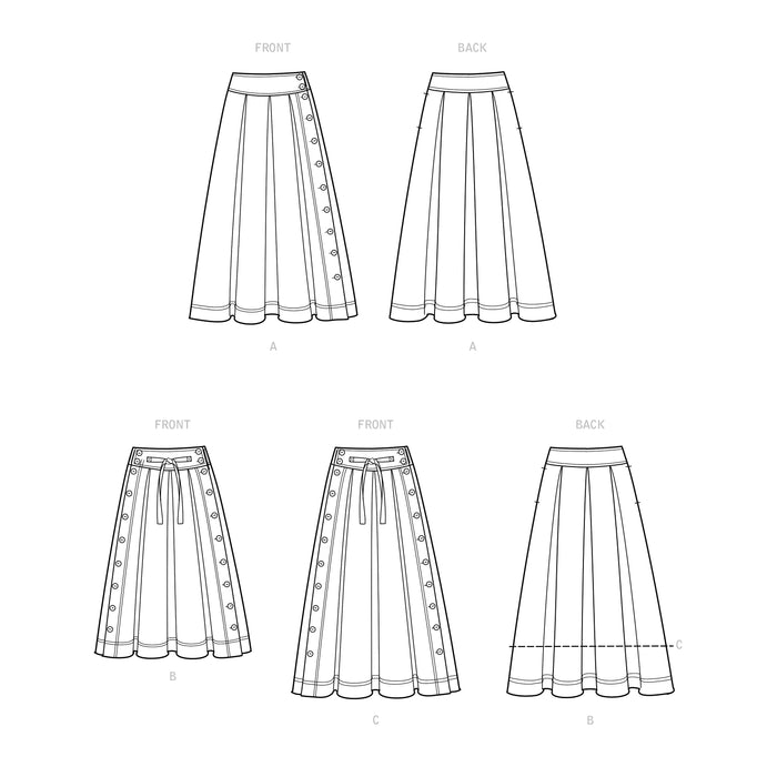 S9377 Misses' Flared Skirts in Two Lengths. Size: 32-50