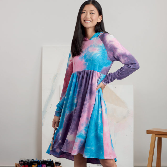 S9380 Misses' Sweatshirt Dresses. Size: XS-XL (32-50)