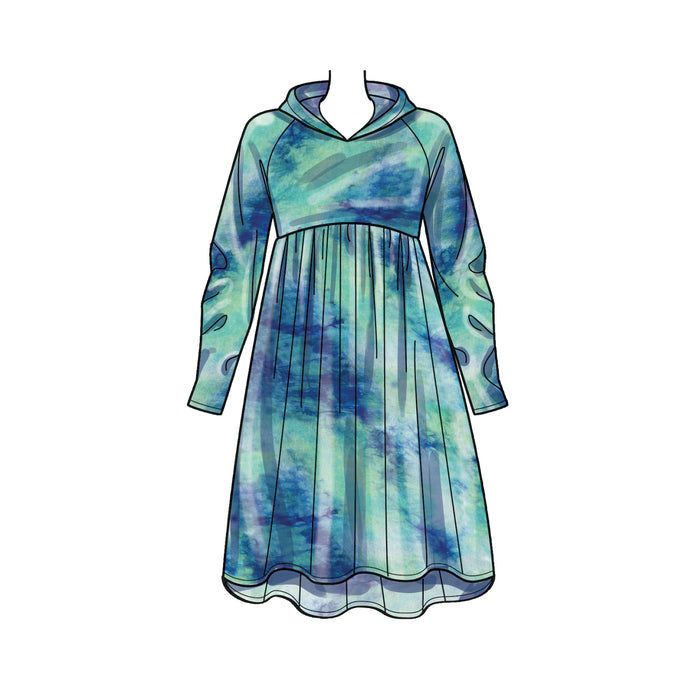 S9380 Misses' Sweatshirt Dresses. Size: XS-XL (32-50)