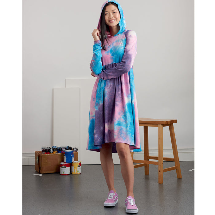 S9380 Misses' Sweatshirt Dresses. Size: XS-XL (32-50)