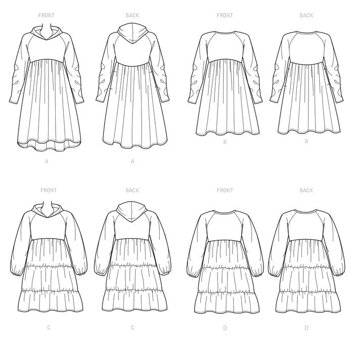 S9380 Misses' Sweatshirt Dresses. Size: XS-XL (32-50)