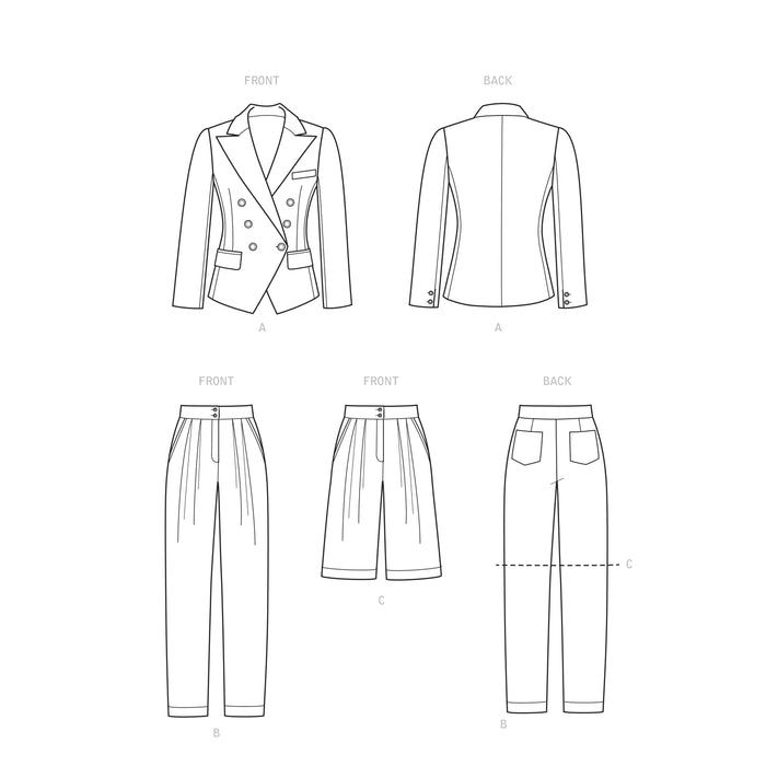 S9381 Misses' and Women's Lined Jacket, Pants and Shorts. Size: 36-54