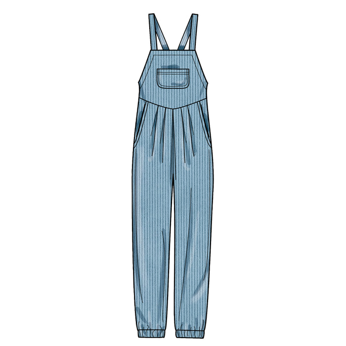 S9382 Misses' Overall with Shaped Raised Waist and Back Ties. Size: 32-50