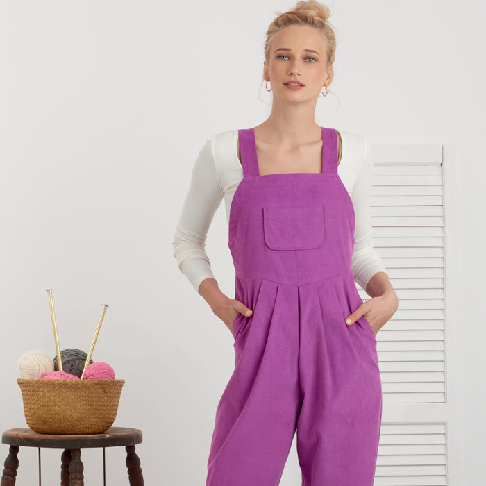S9382 Misses' Overall with Shaped Raised Waist and Back Ties. Size: 32-50