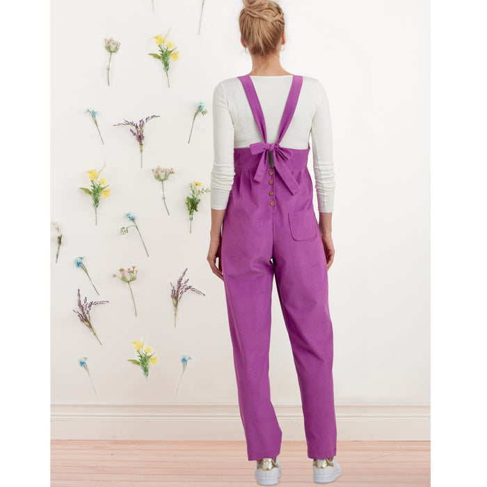 S9382 Misses' Overall with Shaped Raised Waist and Back Ties. Size: 32-50
