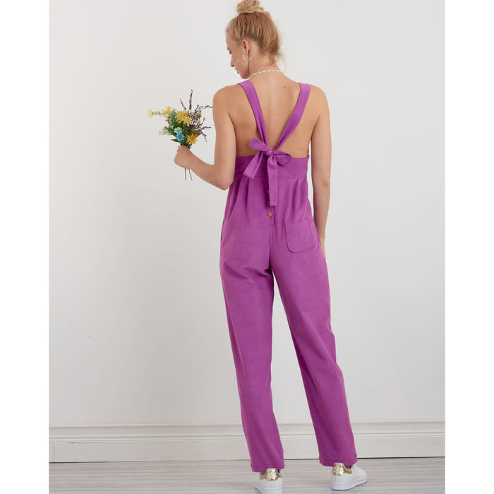 S9382 Misses' Overall with Shaped Raised Waist and Back Ties. Size: 32-50