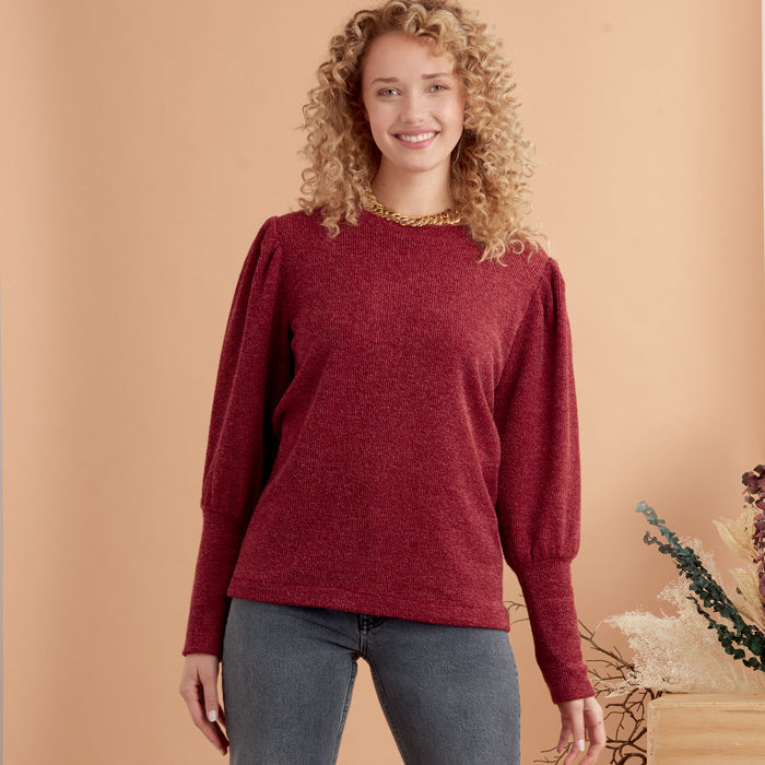 S9385 Misses' Knit Tops with Length and Sleeve Variations. Size: 32-50