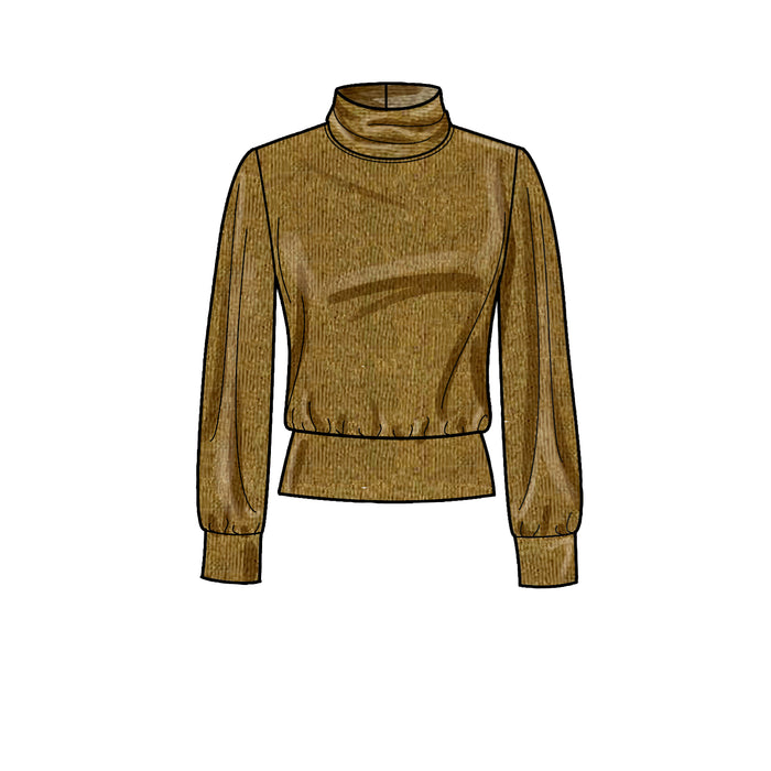 S9385 Misses' Knit Tops with Length and Sleeve Variations. Size: 32-50