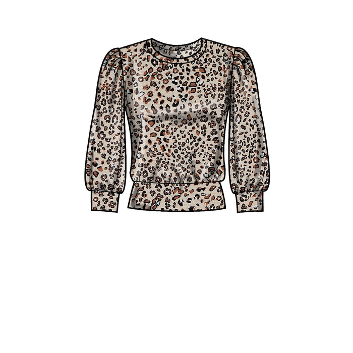 S9385 Misses' Knit Tops with Length and Sleeve Variations. Size: 32-50