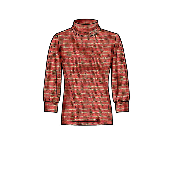 S9385 Misses' Knit Tops with Length and Sleeve Variations. Size: 32-50