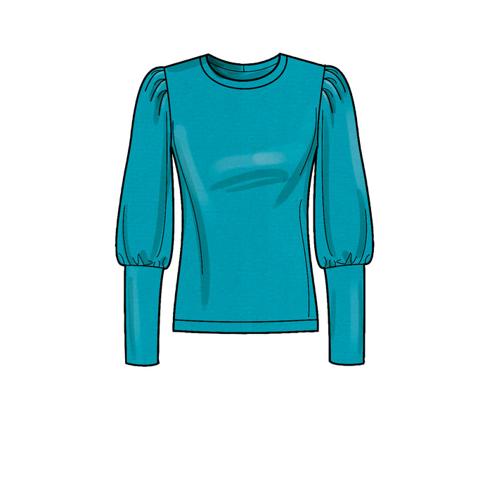S9385 Misses' Knit Tops with Length and Sleeve Variations. Size: 32-50