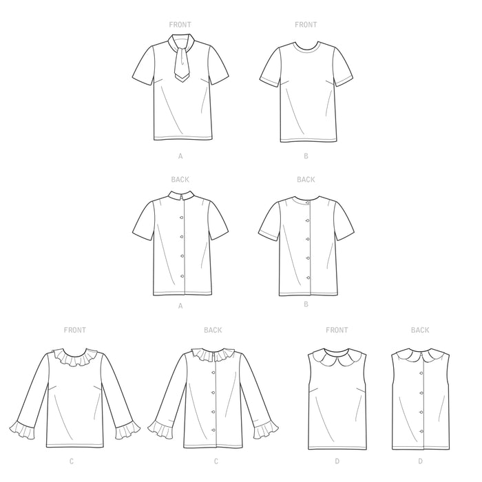 S9386 Misses' Set of Blouses. Size: 32-50