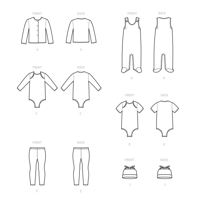 S9390 Babies' Knit Layette. Size: XXS-L (0-18 m)