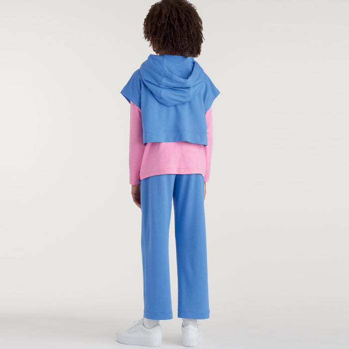 S9394 Boys' and Girls' Oversized Knit Hoodies, Pants and Tops. Size: XS-XL (4-14 y)