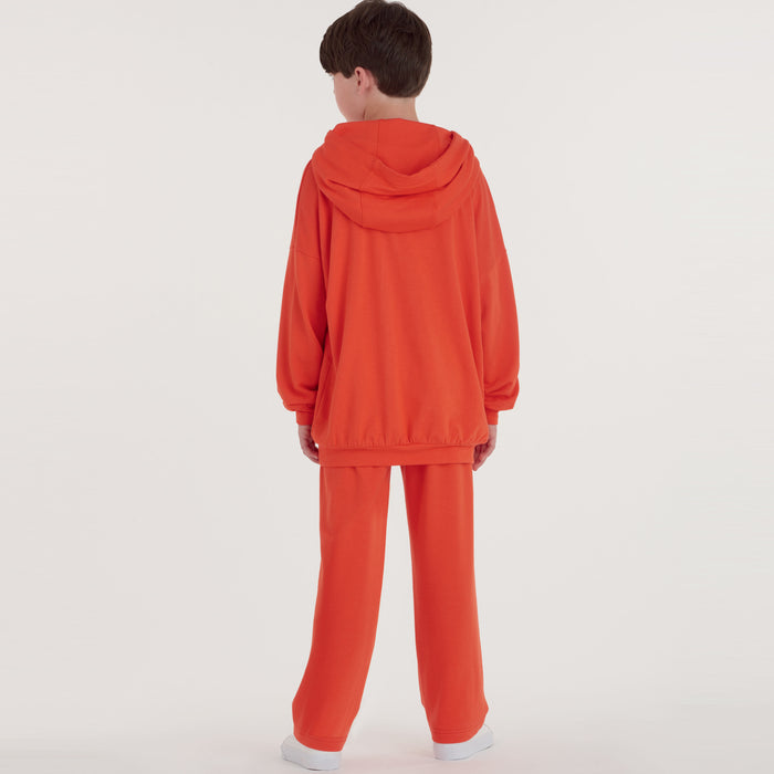S9394 Boys' and Girls' Oversized Knit Hoodies, Pants and Tops. Size: XS-XL (4-14 y)