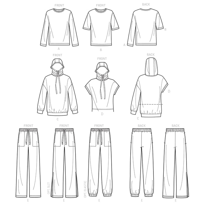S9394 Boys' and Girls' Oversized Knit Hoodies, Pants and Tops. Size: XS-XL (4-14 y)
