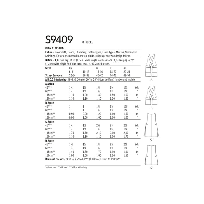 S9409 Misses' Aprons